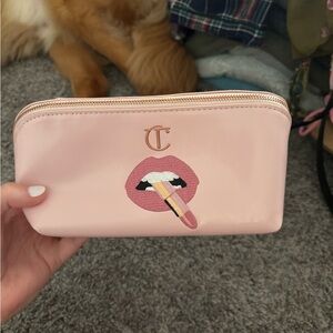 Charlotte Tilbury Pink Cosmetic Case with Lip Appliqué
